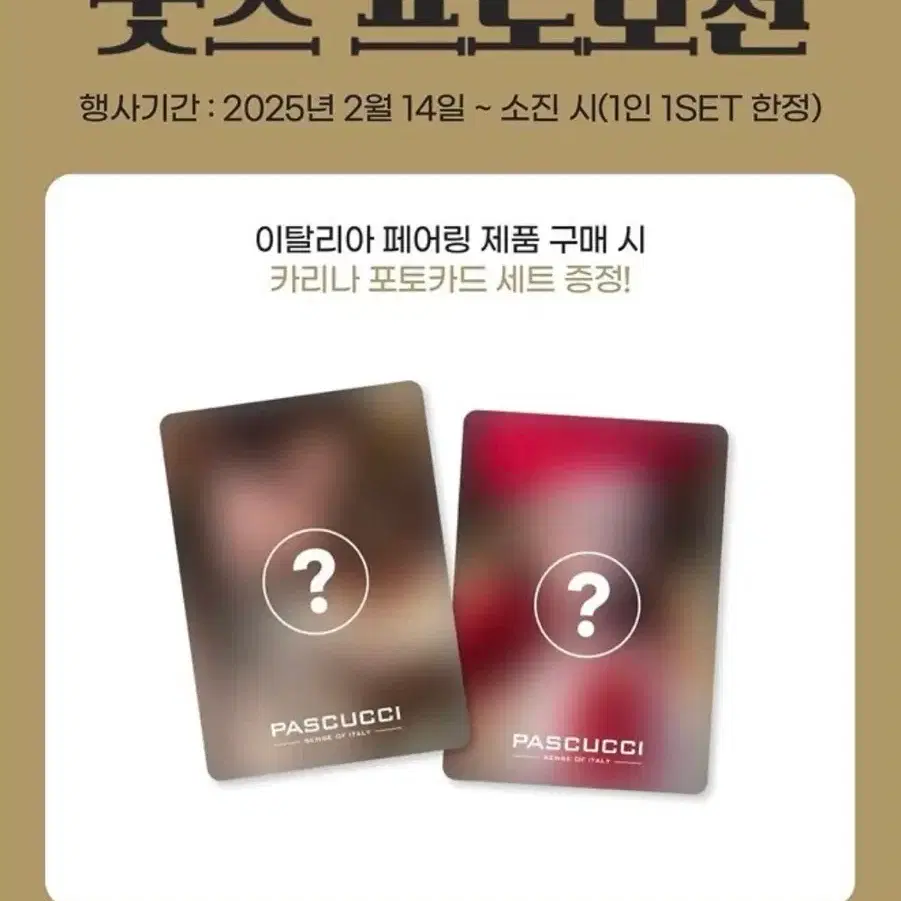 (미개봉)파스쿠찌 카리나 포토카드 포카 1