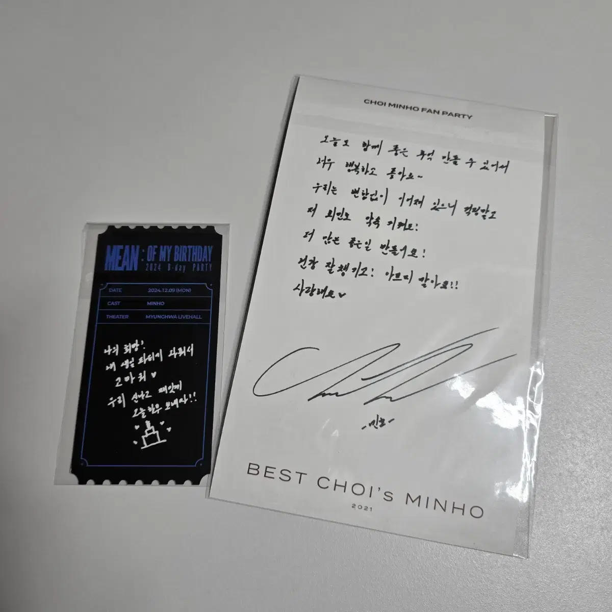 샤이니 민호 2024 생일파티 입장 포카 및 2021 팬미팅 포스터 2