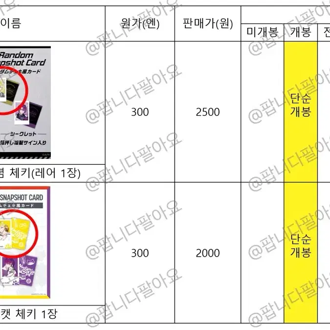 니지산지 이엔 EN 녹틱스 써니 브리스코 사쿠라 블룸 키링, 체키 포카 3