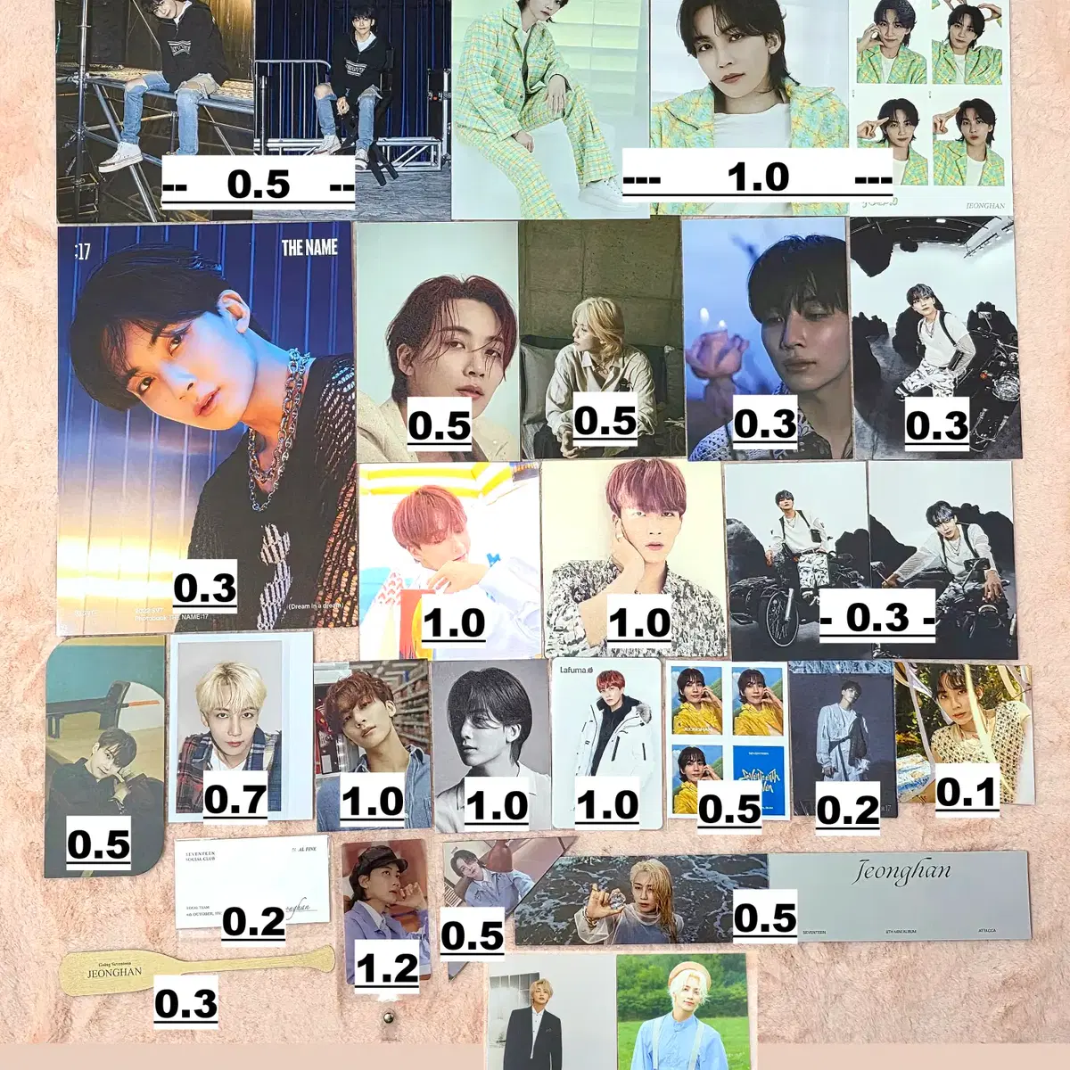세븐틴 정한 앨범구성품 양도 엽서 북마크 미니 포카 포스터 아타카 헹가래 1